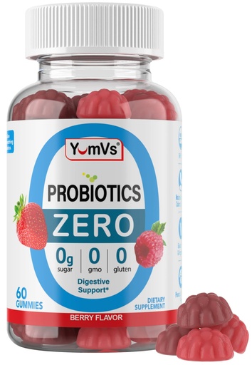 [BRSWYGAHOAAR6DI6] YUM-V'S Sugar Free Probiotic Gummies - Probiotics for Men & Women to Help Support Digestive Function – Adults & Kids Probiotic with 5 Billion CFU Bacillus Coagulans – Vegan & Gluten-Free (60 Count)