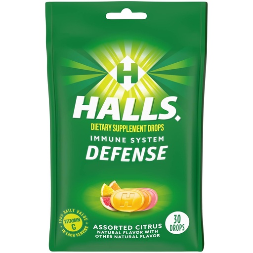 [BRSWIBQ2OYHAEDL2] HALLS Defense Assorted Citrus Vitamin C Drops, Dietary Supplement Drops, 30 Drops