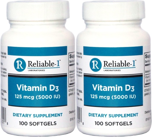 [BRSWGYY3DJ6RODT6] Vitamin D3 High Potency 5000 IU 100 Softgels per Bottle Pack of 2