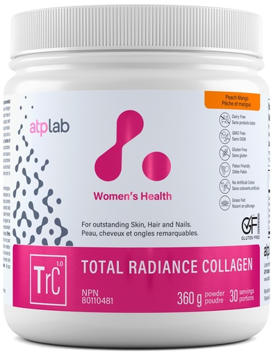 [BRSW2AL3OV5AMHTD] ATP LAB Total Radiance Collagen - Peach Mango Flavor, 360g - Collagen Peptides Powder for Women - Hydrolyzed Collagen Protein Supplement with Biotin