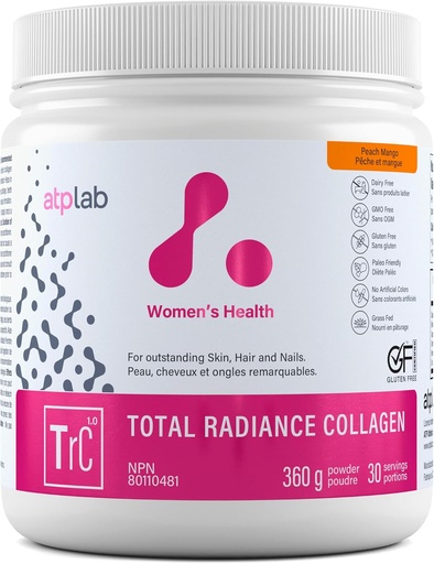 [BRSW2AL3OV5AMHTD] ATP LAB Total Radiance Collagen - Peach Mango Flavor, 360g - Collagen Peptydes Powder for Women - Zhydrolizowany suplement białka kolagenu z biotyną