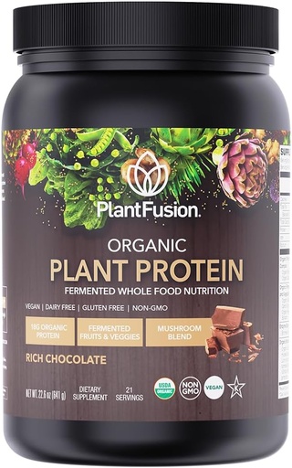 [BRSWIBI6PMJRK2Q5] SOTRU Organic Vegan Protein Powder - Whole Food, Plant Based Protein Powder with Green Superfoods, Enzymes & Probiotics - USDA Certified Organic, Non-GMO, Gluten-Free - Chocolate 18.5 oz, 21 Servings