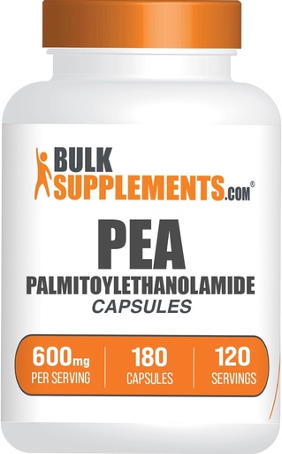 [BRSRAFAEC56Q4HTF] BulkSupplements.com Palmitoylethanolamid Kapseln - Pea Supplement, Palmitoylethanolamid 600mg für Immmune Support - Glutenfrei, 1 Kapsel pro Servierung, 180 Kapseln (Pack von 1)