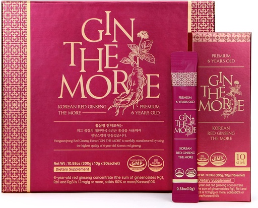 [BRSRMAQNAQCQYDL6] [Gin The More] Korean Red Ginseng – 30 Sachets Korean Ginseng Extract – Premium Ginseng Extract 6 Year with No Preservatives, Fillers – Pleasant Taste – Nutrient Packed Immunity Shot