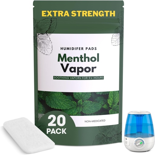 [BRSROAQHAANAGH3U] כוח נוסף [20 Pack] Menthol Eucalyptus Humidifier Pads - Universal Vapor Pads for All Vks, Crane, דגמים אחרים - תחליף Vapopads - Natural Waterless Vaporizers Pads - Cold / Flu סימפטומים של קר / Flu