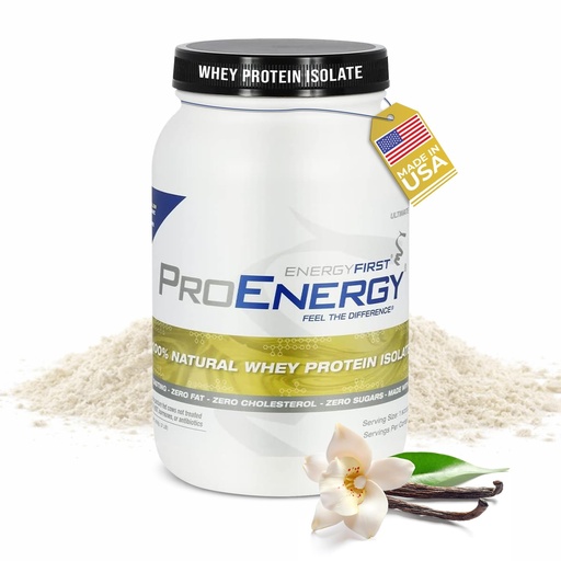 [BRSWGZTRBAHGAGQ4] EnergyFirst Vanilla Whey Protein Isolate - Grass Pasture Fed, Zero Lactose, Gluten-Free, All-Natural, Sugar-Free Shake for Keto & Recovery, 2lb