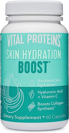 [BRSWGBQLPIPAKHTG] Vital Proteins Hyaluronic Acid Supplement with 120mg of Hyaluronic Acid 150 mcg of Biotin and 180mg of Vitamin C - 60 Capsules
