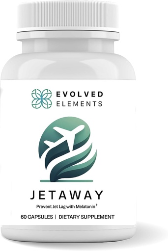[BRSRA2T7BUIBMHL2] JetAway – Natural Sleep Support Supplement with Bio-Fermented Melatonin – Jet Lag Support – Allergen-Free, No Jet Lag (60 Capsules)