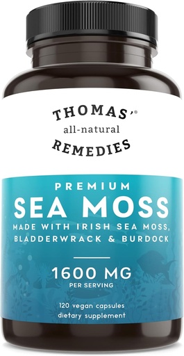 [BRSRAYAQOAARU3Q4] Thomas' all-natural Remedies Irish Sea Mos Capsules, Sea Moss with Bladderwrack " Burdock Root Organic for Gut Health, Digestion, Energy ' Immune Support, 120 Seamos Pills