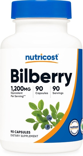 [BRSWGHT7CJYAMD3U] Nutricost Bilberry Kapseln 1200mg Äquivalent (90 vegetarische Kapseln) - Glutenfrei und nicht-GMO