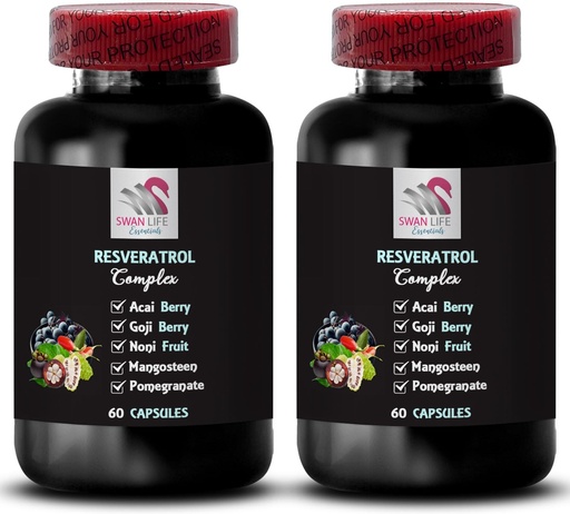 [BRSRAGDYCEARM3LX] Beneficios de Berry - RESVERATROL COMPLEX - Equilibrio de hidratación, Soporte diario, Soporte nutricional, Fuerza de Berry Acai, Antioxidantes poderosos, Blend refrescante, Goji Berry Shine 2 Botellas 120 cápsulas