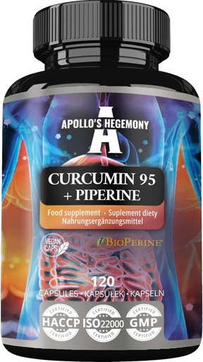 [BRSRAED4BUIRG33D] APOLLO'S HEGEMONY Curcumin 95 + Piperine 302mg per Capsule, High Strength Turmeric Root Extract 95%, 120 Vegan Capsules, 4 Months Supply, for Optimal Digestion and Enhanced Absorption