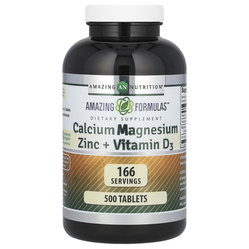 [BRSWGZI7OAJRG235] Amazing Formulas Calcium Magnesium Zinc + Vitamin D3 Supplement | 500 Tablets | Non-GMO | Gluten-Free | Made in USA