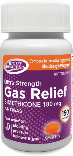 [BRSROFQHARYAOETL] Gas Relief Ultra Strength, 180mg Simethicone (150 Softgels) Fast Relief from Gas, Bloating, Fullness, Painful Discomfort, Compare to Ultra Strength Phazyme Active Ingredient