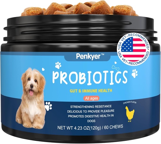 [BRSRAFQ6C4AQ2D36] Probiotics for Dogs, Dog Probiotic Chews for Gut Immunity Health Yeast Itchy Skin Ears Puppy Probioticos Digestive Enzymes with Prebiotics Chewable Reduce Diarrhea Gas Allergies