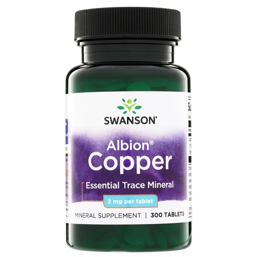 [BRSWIYT7PMOQOHDG] Swanson Copper Chelate Mineral Supplement for Adults Seeking Antioxidant, Immune, and Red Blood Cell Support - 2 mg (300 Tablets)