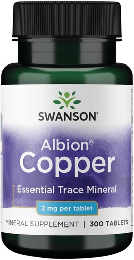 [BRSWIYT7PMOQOHDG] Swanson Copper Mineral Supplement - 2 mg (Copper Chelate) - Antioxidant, Immune System, and Cell Support - 300 Tablets