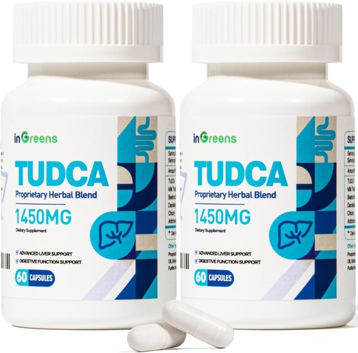 [BRSROZQQOQDQI3QY] 1450MG TUDCA Liver Supplement, Bile Salts Liver Support Supplement Complex, Liver Health for Liver Kidney Cleanse Detox and Repair, 60 Capsules