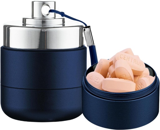 [BRSRAAYOAABQGDQ6] Metal Travel Pill Organizátor, Přenosný vodotěsný Daily Pill Box AM PM, Velký hliníkový Pouzdro Balíček 2 krát denně Vitamin Organizátor, Denní medicína Organizátor pro vitamín, Rybí olej, Dodatek