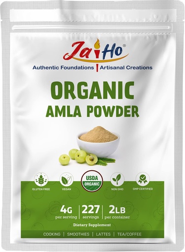 [BRSRMYYQOADWYD3G] Jai Ho Organic Amla Berry Powder (Amalaki), 2 LB - Rich in Antioxidant Vitamin C | Supports ImmunityGluten Free, Vegan, Non-GMO - Resealable Zip Lock Pouch