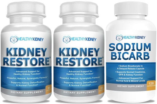 [BRSRAGLQCJ7RM33A] Kidney Cleanse and Kidney Health Supplement to Support Normal Kidney Function 60 caps, 2 Pack with Sodium Bicarbonate 650mg Capsules, 120 Pills