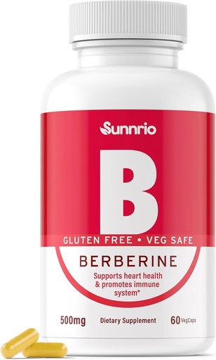 [BRSRAFQHCUBWE2YV] Berberine HCL 500mg - Pomaga zdrowemu metabolizmowi, sercu i systemowi immunologicznemu * - Non-GMO, Gluten- Free, Vegeterian Safe - 60 kapsułki