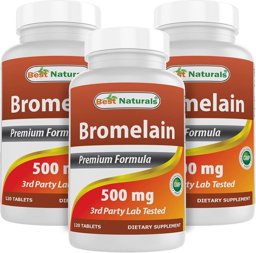 [BRSW2AQYOR5WOHYY] Best Naturals Bromelain 500mg 120 Tablets (120 Count (Pack of 3))