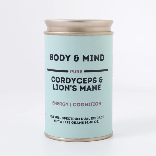 [BRSROZA6BMNQ2CQZ] Body & Mind - Pure Organic Lion's Mane & Cordyceps Mushrooms 12:1 Dual Extract - Focus, Cognition, Energy, Endurance - 100% Fruiting Bodies - Add to Water/Tea/Coffee/Smoothies - 125 Grams