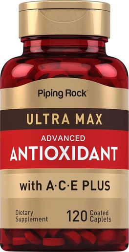 [BRSWYYAQBMMGAYLG] Piping Rock Antioksi Supplements 120 Caplets | Erkekler ve Kadınlar için Gelişmiş Formula | A, C, E | Ultra Max Complex | Non-GMO, Gluten Free