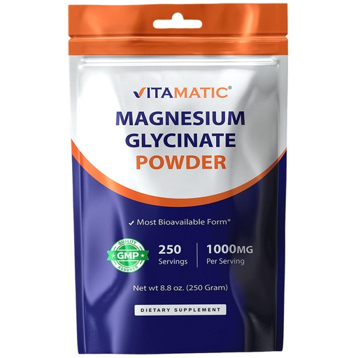 [BRSRAZA2BZ5AODQ3] Vitamatic Magnesium (from Glycinate & Oxide) - Supports Muscle, Joint, and Heart Health 250 Grams