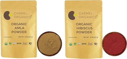 [BRSROGA3AV7GEF3B] Combo of Organic Amla Fruit Powder & Hibiscus Petals Powder (8 Ounce Each) | Certified Organic | Non-GMO | No Added Preservatives