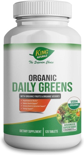 [BRSWGCQHBF4BAHT6] Organic Daily Greens with Organic Fruits ' Veggies – USDA Certified, Non-GMO, Vegan – Superfoods On-The-Go Tablets for Immune Support, Antioxidants ' Energy