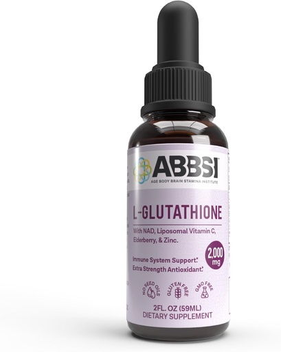 [BRSRAYL7OACGEETV] Liposomal Glutathione Liquid with NAD & Elderberry for Immune Support - 2000MG - Enhanced Absorption - Not from Seed Oil - Powerful Antioxidant - Non-GMO, Vegan, Gluten-Free - 2 fl oz
