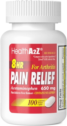 [BRSRAYL2CQOQIH3D] HealthA2Z® Pain Relief Extended Release ← Acetaminophen 650mg tención 8 horas Silencio Arthiritis Dolor Silencioso Dolor Relieve de Dolor - Fiebre Reductor Silencio Contiene no Aspirina (100 Cuenta)