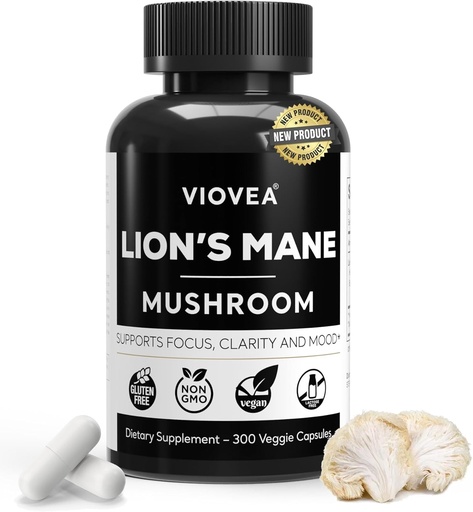 [BRSROCQQCAGQYDYV] Lion's Mane Supplement Capsules - 300 Capsules (5-Month Supply), Supports Focus, Clarity, Memory, and Overall Cognition. Organic Nootropic Supplement for Cognitive Function and Immune Support