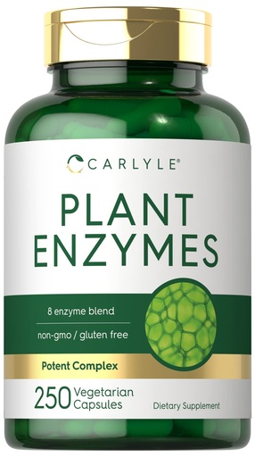 [BRSRMGDYOFYWY3DL] Carlyle Plant Enzymes with Protease, Papain, Lactase and Bromelain | 250 Capsules | Multi Enzyme Blend | Non-GMO & Gluten Free Supplement