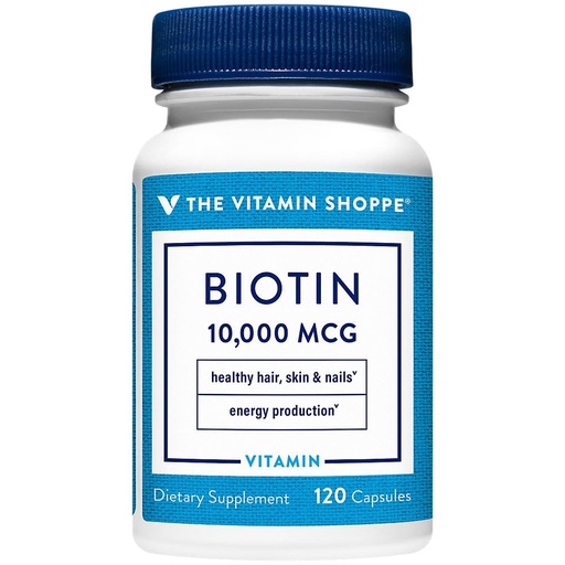 [BRSWG2TQAEDQECL5] The Vitamin Shoppe Biotin 1,000MCG - Hair Growth, Skin Health & Nail Strength Support, High Potency B Vitamin (120 Capsules)