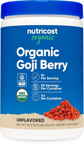 [BRSWYYYYDN6BUH32] Nutricost Organic Goji Berry Toz (1lb) - USDA Sertifikalı Organic, Gluten Free, Non-GMO, Vegetarian