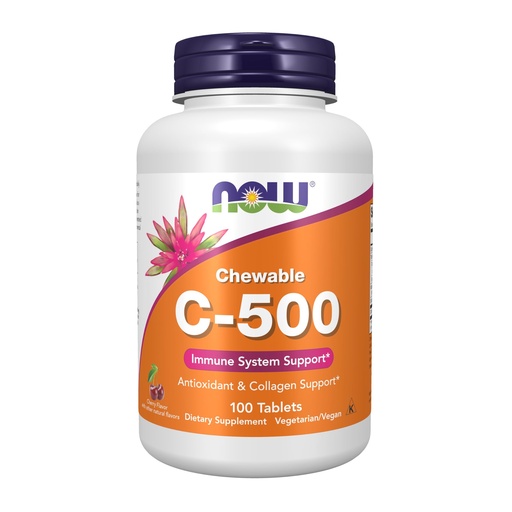 [BRSWIYQEAQPBG2Y7] NOW Supplements, Vitamin C-500, Antioxidant Protection*, Cherry Flavor, 100 Chewable Lozenges