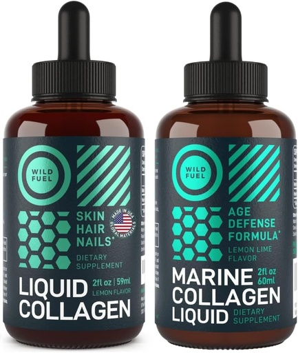 [BRSRMZ33AQPR62TP] WILD FUEL Marine Liquid Collagen and Liquid Collagen with Biotin Enhanced Collagen Bundle
