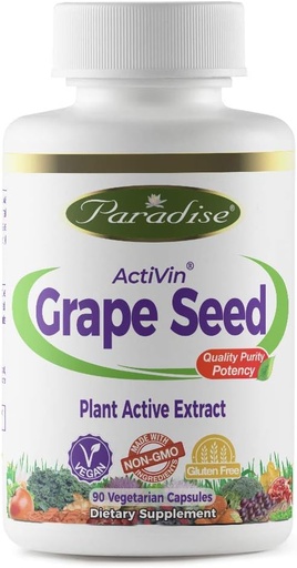 [BRSWIEDRDF5REYA5] Paradise Herbs Vegetarian Capsules, Activin Grape Seed with Amla, 90 Count