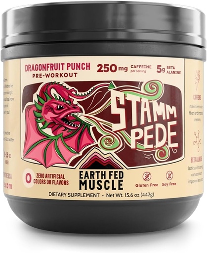 [BRSRM2QFCUNAMFDK] Stammpede Muscle de la Terre avant l'entraînement – Dragon Fruit Punch, énergie propre, focus, soutien musculaire, pas de remplissage ou d'arôme artificiel, 30 portions