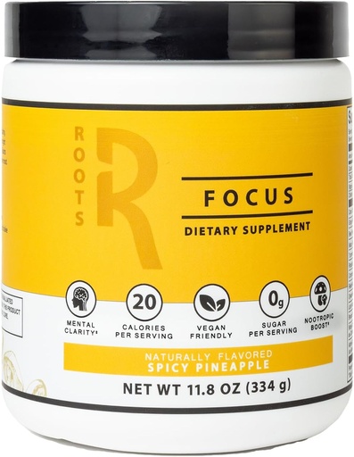 [BRSROBL3AEDWE23B] Silver Star Nutrition, Roots Focus Nootropic Brain Supplement - Spicy Pineapple, Blend of Lion's Mane, Cordyceps, & Reishi Functional Mushrooms + Extended-Release Caffeine, 50 Servings