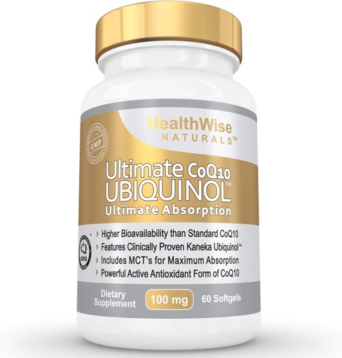[BRSWIHQ4OIAWK2LM] Ultimate CoQ10 UBIQUINOL 100mg - Over 4X More Effective: Maximum Absorption & Potency - Non-GMO/Soy Free - Kaneka Ubiquinol - 60 Liquid Softgels