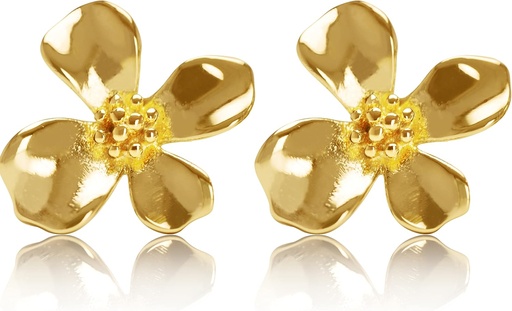 [BRSROGI7PJ4GYCDB] 14K สีทอง Plated 925 สเตอร์ลิง ซิลเวอร์ฟลาวเวอร์ ลิลลี่ สตูด์ หูฟัง