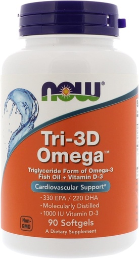 [BRSWIFD2PIEGKGD2] Now Foods Now Foods, (3 Pack) Tri-3D Omega, 330 EPA/220 DHA, 90 Softgels
