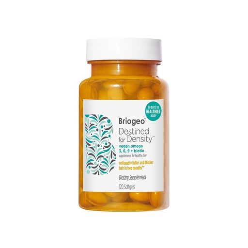 [BRSRMAL6OIHWCETZ] Briogeo Destined For Density Vegan Omega 3, 6, 9 + Biotin Supplements for Healthy Hair, Supports Fuller, Healthier Hair, Skin, and Nails, Vegan, Cruelty-Free, 120 Softgels