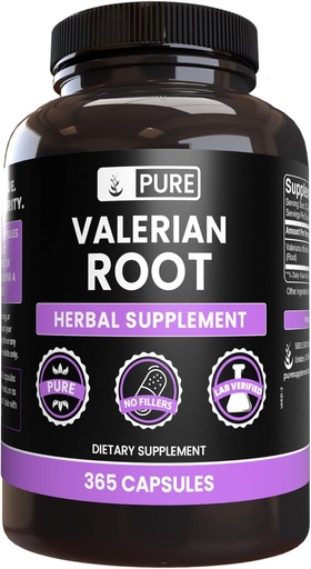 [BRSW2Z35B4CB4CDA] PURE ORIGINAL INGREDIENTS Valerian Root (365 Capsules) No Magnesium Or Rice Fillers, Always Pure, Lab Verified