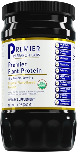 [BRSW2YANDMGWEFDB] Premier Research Labs Plant Protein - Vegan Plant Based Pea Protein Powder, Organic, Dairy Free, Gluten Free, No Artificial Flavors, Vegetarian, Contains Pumpkin and Rice Protein - 9 Oz