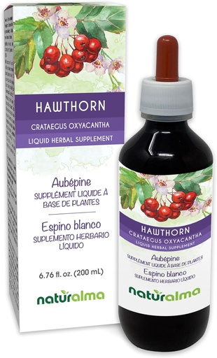[BRSROBIZBMNBGA3U] Naturalma Hawthorn (Crataegus oxyacantha) Hoja y Flor Alcohol-Free Tintura - 6.76 fl oz Liquid Extract in Drops - Herbal Supplement - Vegan